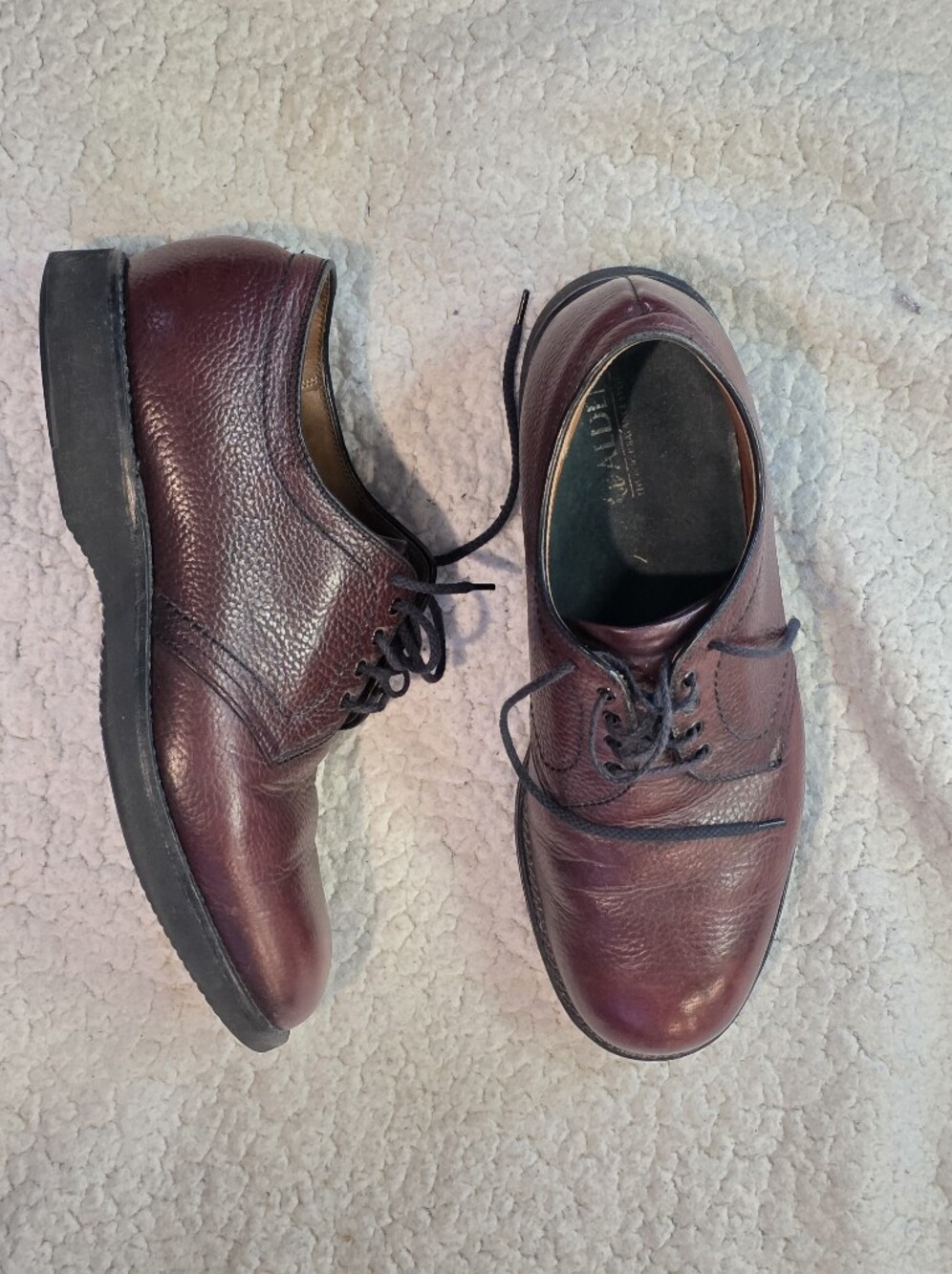 Alden 312 Burgundy Pebble Grain Leather Plain Toe Blucher Shoes Men's 10.5 C